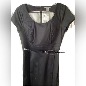 H&M black belted scoop neck sheath dress NWT -8